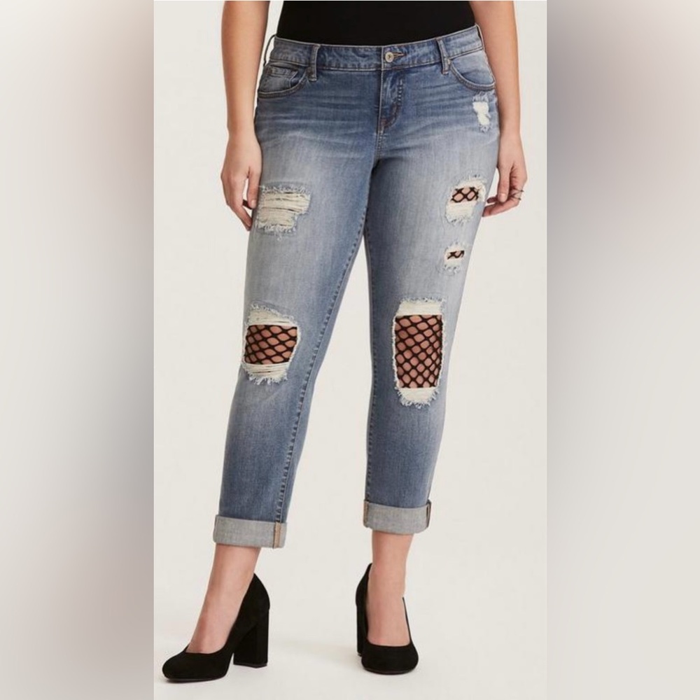 Torrid Blue Distressed Boyfriend Jeans